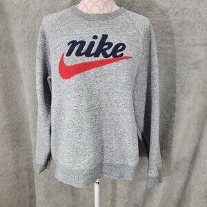 Nike Heritage Varsity Chenille Swoosh Crew neck French Terry Grey-Size LG